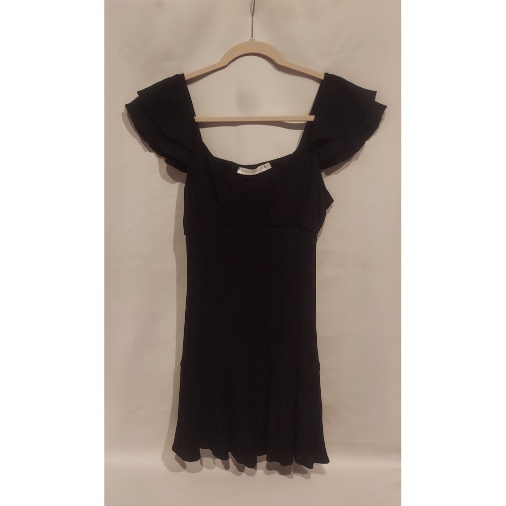 Altar'd State Womens Black Crepe Stretch Smocked Bodice Mini Dress Size Large